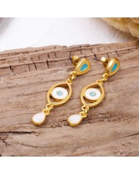 Handmade earrings with enamel Handmade evil eyes earrings with enamel and 24K gold-plating