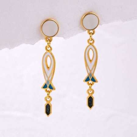 Fish shaped earrings with enamel Fish shaped earrings with enamel