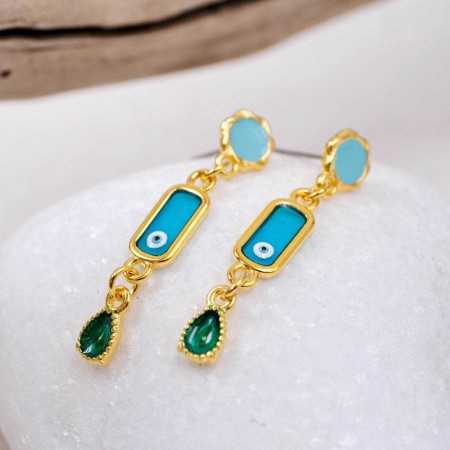 Mid-sized earrings with enamel