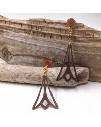 Handmade earrings plexiglass Handmade plexiglass earrings with wood effect and 24K gold-plating