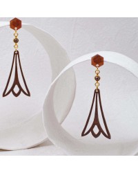Handmade earrings plexiglass Handmade plexiglass earrings with wood effect and 24K gold-plating