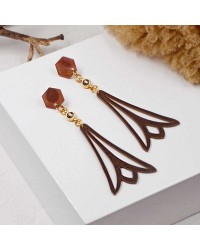 Handmade earrings plexiglass Handmade plexiglass earrings with wood effect and 24K gold-plating