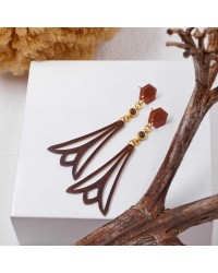 Handmade earrings plexiglass Handmade plexiglass earrings with wood effect and 24K gold-plating