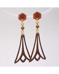 Handmade earrings plexiglass Handmade plexiglass earrings with wood effect and 24K gold-plating