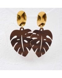 Handmade earrings plexiglass Handmade plexiglass earrings with wood effect and 24K gold-plating