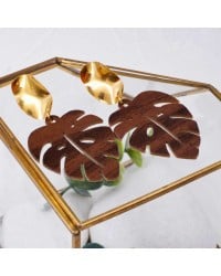 Handmade earrings plexiglass Handmade plexiglass earrings with wood effect and 24K gold-plating