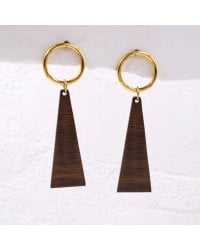 Handmade earrings plexiglass with wood effect Handmade inox earrings plexiglass with wood effect and 24K gold-plating