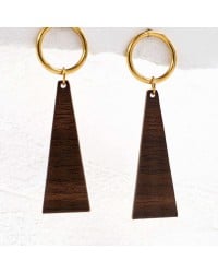 Handmade earrings plexiglass with wood effect Handmade inox earrings plexiglass with wood effect and 24K gold-plating