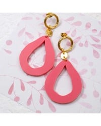 Handmade earrings plexiglass Handmade earrings made of stainless steel with plexiglass drops and 24K gold-plating
