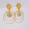 Handmade hoop earrings with enamelled evil eyes and 24K gold-plating