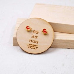 Χειροποίητα καρφωτά σκουλαρίκια κοχύλια με σμάλτο σε επίχρυση επιμετάλλωση 