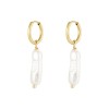 Handmade hoop earrings made of stainless steel with 24K gold-plating and fresh water pearls