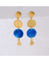 Handmade hoop earrings with plexiglass part Handmade hoop earrings with plexiglass partand 24K gold-plating