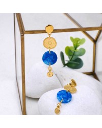 Handmade hoop earrings with plexiglass part Handmade hoop earrings with plexiglass partand 24K gold-plating