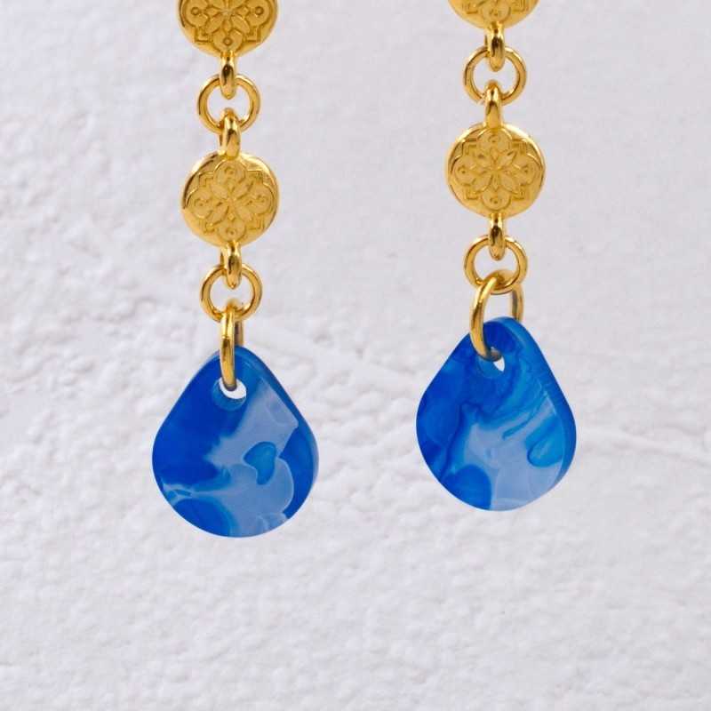 Handmade hoop earrings with plexiglass part Handmade hoop earrings with plexiglass partand 24K gold-plating