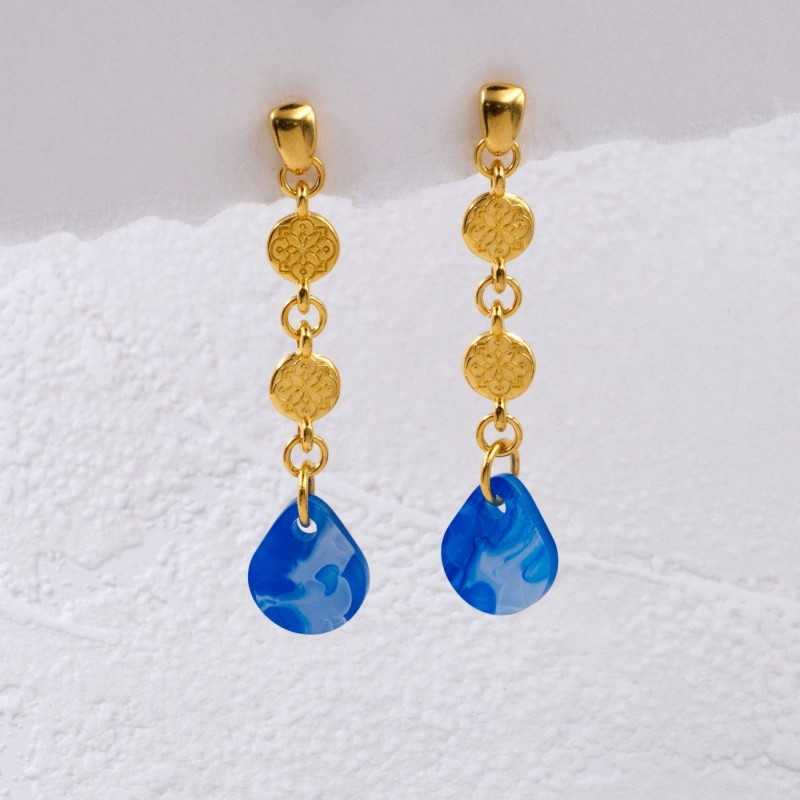 Handmade hoop earrings with plexiglass part Handmade hoop earrings with plexiglass partand 24K gold-plating