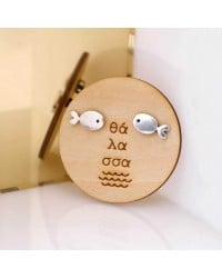 Handmade fish stud earrings Handmade fish earrings with 24K silver-plating