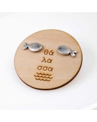 Handmade fish stud earrings Handmade fish earrings with 24K silver-plating
