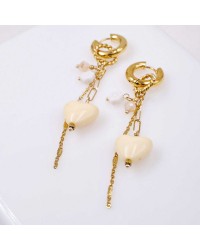 Handmade stainless steel dangle earrings Handmade stainless steel dangle earrings with 24K gold-plating