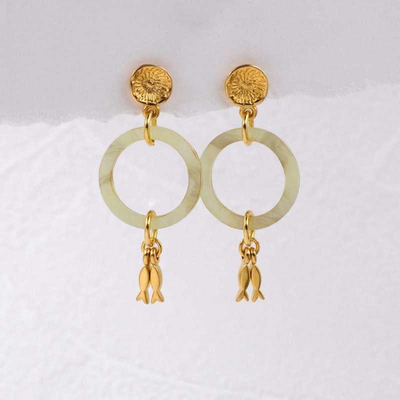 Handmade plexiglass hoop earrings Handmade earrings with plexiglass hoops and 24K gold-plating