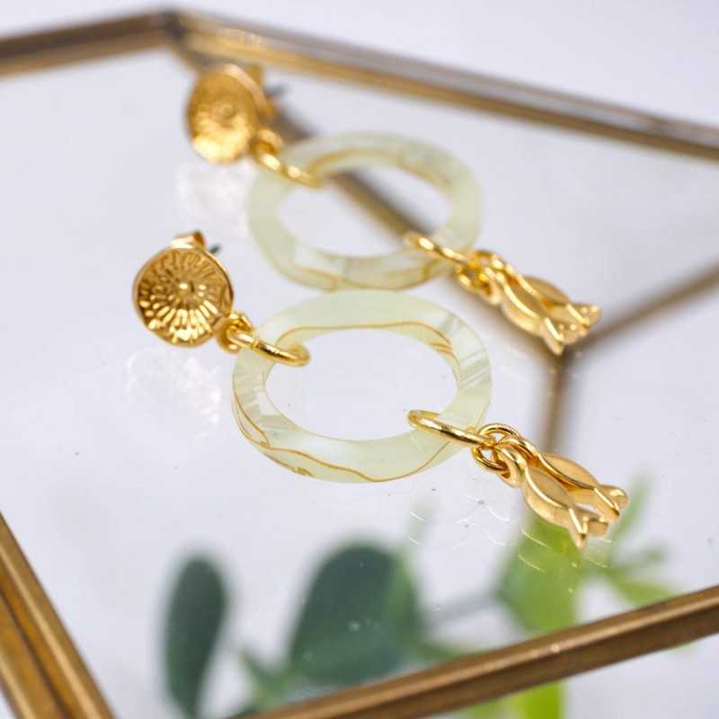 Handmade plexiglass hoop earrings Handmade earrings with plexiglass hoops and 24K gold-plating