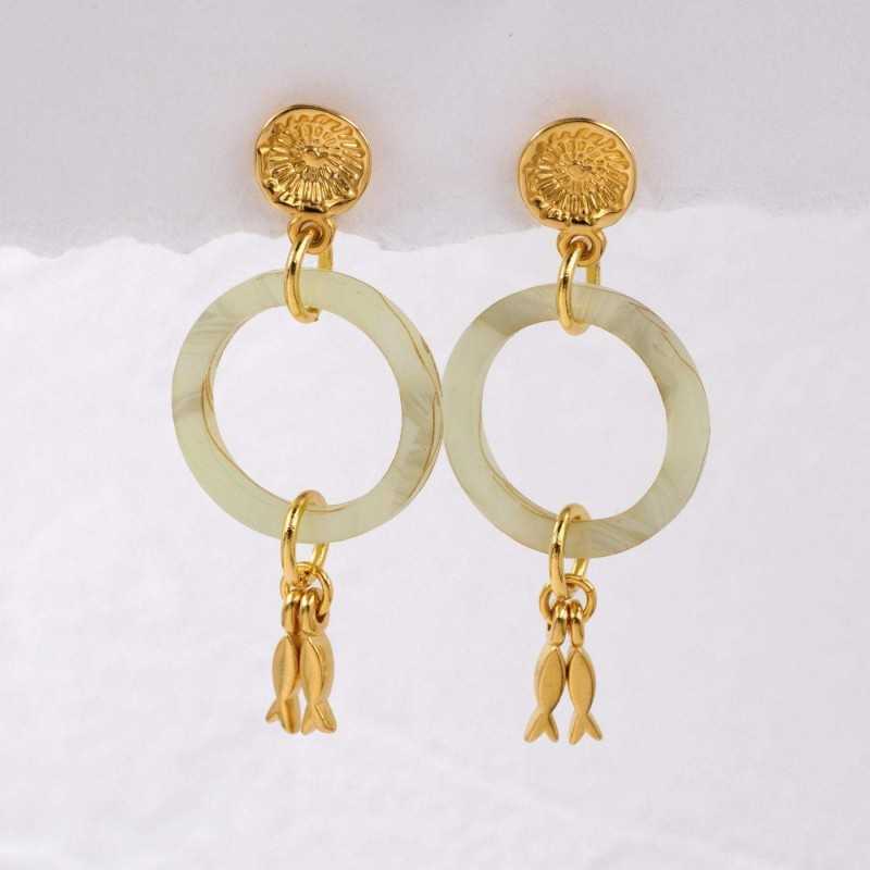 Handmade plexiglass hoop earrings Handmade earrings with plexiglass hoops and 24K gold-plating