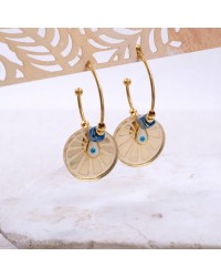 Hoop earrings with evil eye Handmade hoop earrings with high quality enamel evil eye