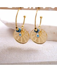Hoop earrings with evil eye Handmade hoop earrings with high quality enamel evil eye