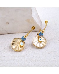 Hoop earrings with evil eye Handmade hoop earrings with high quality enamel evil eye