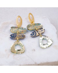 Χειροποίητα σκουλαρίκια πλέξιγκλας σε επίχρυση επιμετάλλωση