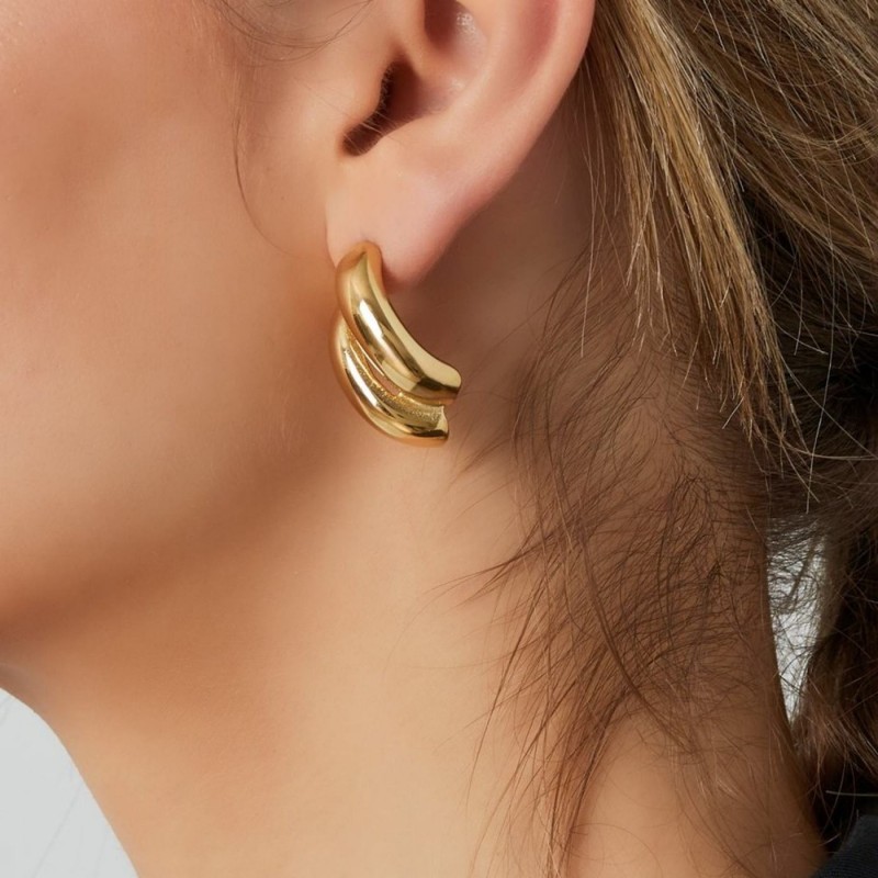 Stainless Steel Gold-plated Earrings Handmade Stainless Steel Gold-plated Earrings