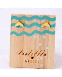Fishtail Stud Earrings Fishtail Stud earrings with gold-plating on wooden card