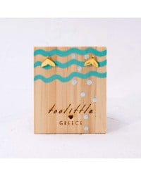 Fishtail Stud Earrings Fishtail Stud earrings with gold-plating on wooden card