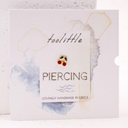Σκουλαρίκι Piercing κερασάκια από ατσάλι και σμάλτο