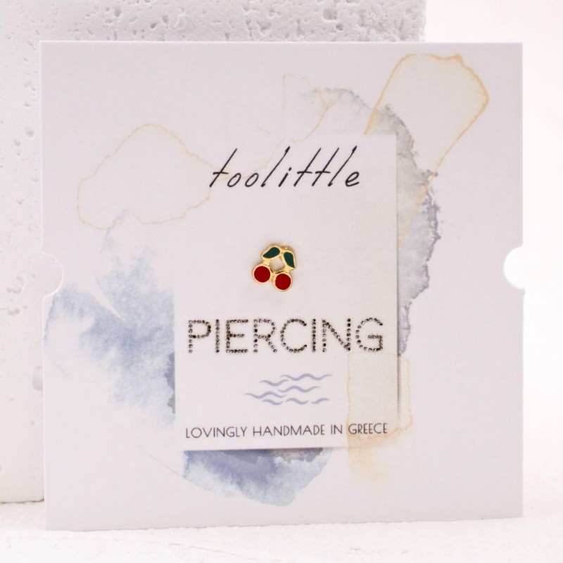 Σκουλαρίκι Piercing κερασάκια από ατσάλι και σμάλτο Σκουλαρίκι Piercing κερασάκια από ατσάλι και σμάλτο