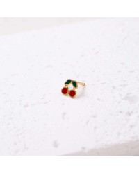 Σκουλαρίκι Piercing κερασάκια από ατσάλι και σμάλτο Σκουλαρίκι Piercing κερασάκια από ατσάλι και σμάλτο