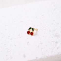 Σκουλαρίκι Piercing κερασάκια από ατσάλι και σμάλτο