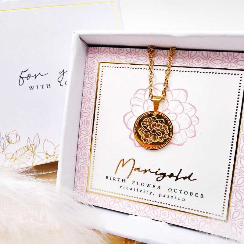 Κολιέ Birth Flower - Marigold for October Κολιέ Birth Flower - Marigold for October