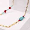 Gold-plated necklace with stainless steel chain, howlite and corals 
