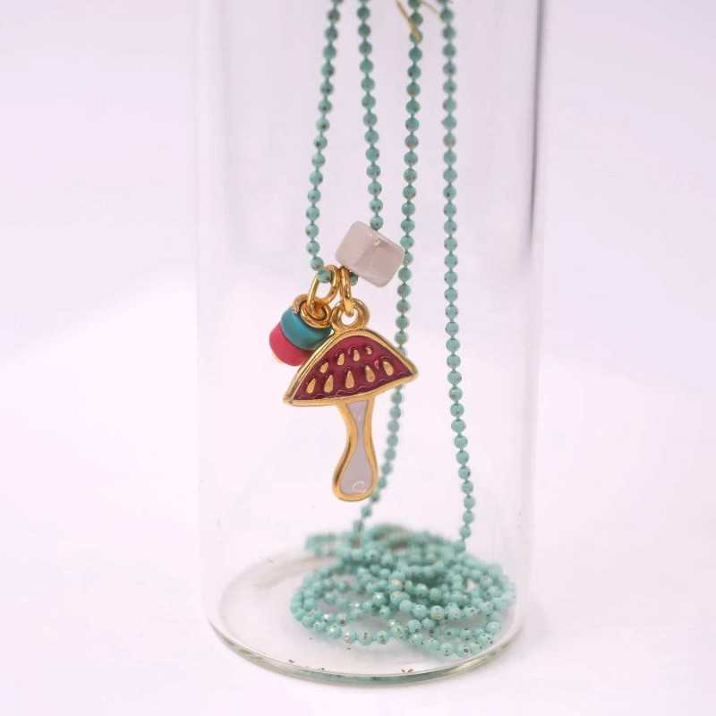 Xειροποίητo κολιέ με σμάλτο σε γυάλινο μπουκαλάκι 