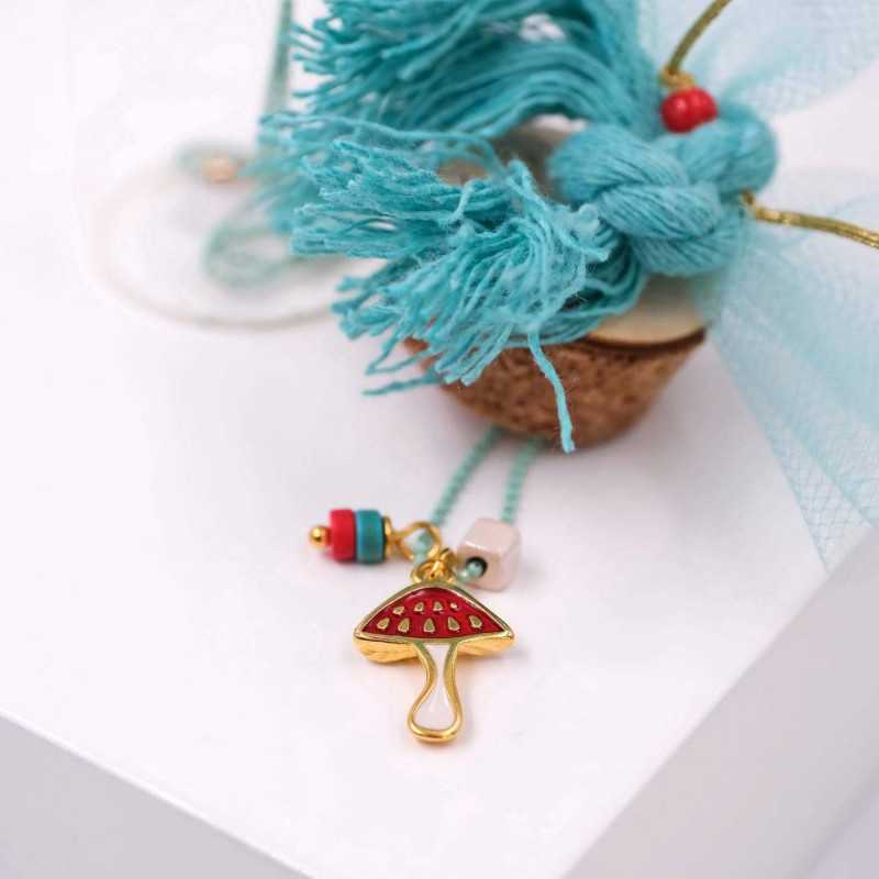 Xειροποίητo κολιέ με σμάλτο σε γυάλινο μπουκαλάκι 