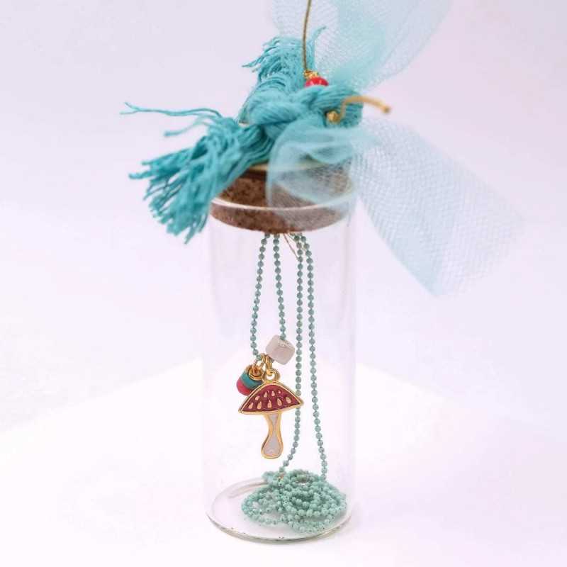 Xειροποίητo κολιέ με σμάλτο σε γυάλινο μπουκαλάκι 