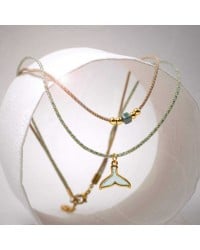 Fish Tail Short Necklace Handmade necklace made of cord with enamel, ceramic and gold-plated parts