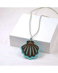 Plexi Shell Long Necklace Handmade necklace made of cord with plexiglass shell and gold-plated parts