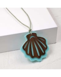 Plexi Shell Long Necklace Handmade necklace made of cord with plexiglass shell and gold-plated parts