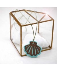 Plexi Shell Long Necklace Handmade necklace made of cord with plexiglass shell and gold-plated parts