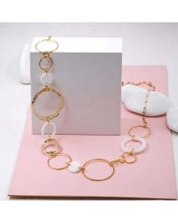 Plexi Circles Long Necklace Handmade long necklace made of chain and plexiglass with gold-plated parts