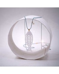 Plexi Fish Long Necklace Handmade long necklace made of bold chain with plexiglass fish and pearl