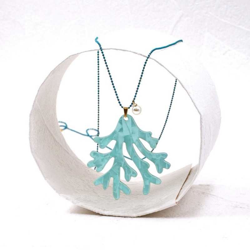 Toolittle Long Necklace - Coral Grove Handmade necklace made of plexiglass and gold-plated parts