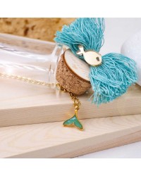 Handmade necklace in a bottle Handmade necklace in a bottle with gold-plated parts and enamel tail fish